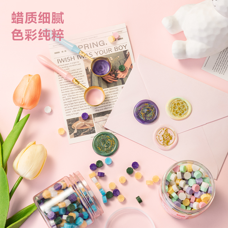 得力TB326火漆蠟粒(粉色)(罐)