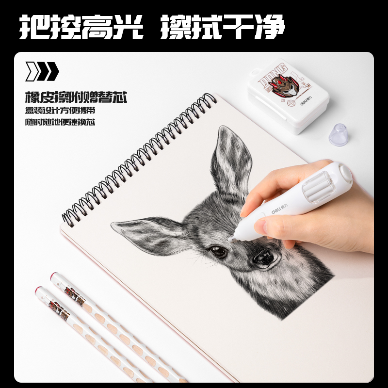 得力VG32動(dòng)車俠電動(dòng)文具套裝(白色)(盒)