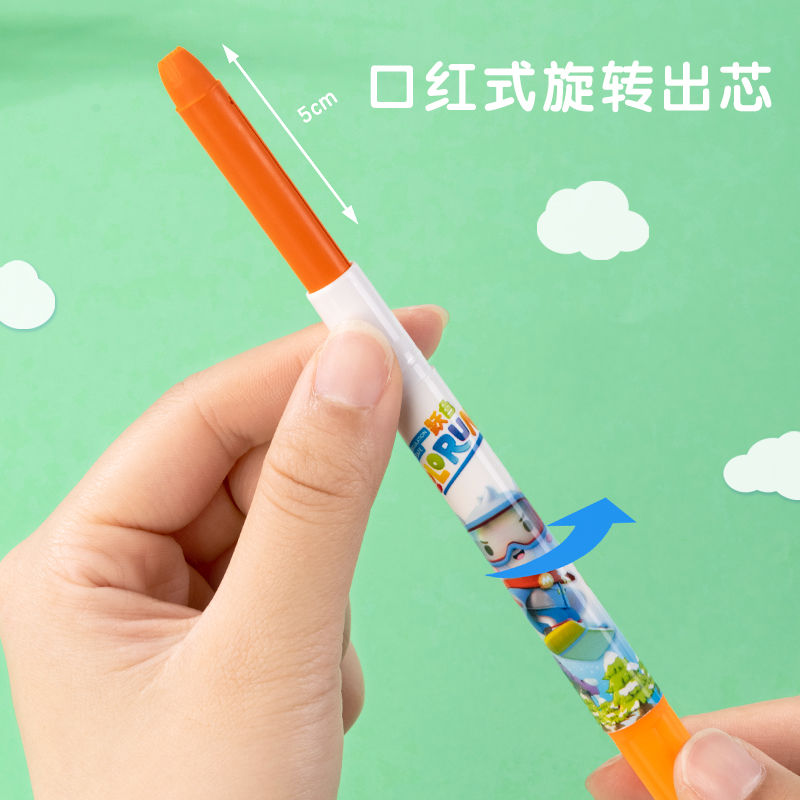 得力HM716-24_PP桶裝萌咿滑雪速干水溶性旋彩棒(混)(24色/筒)