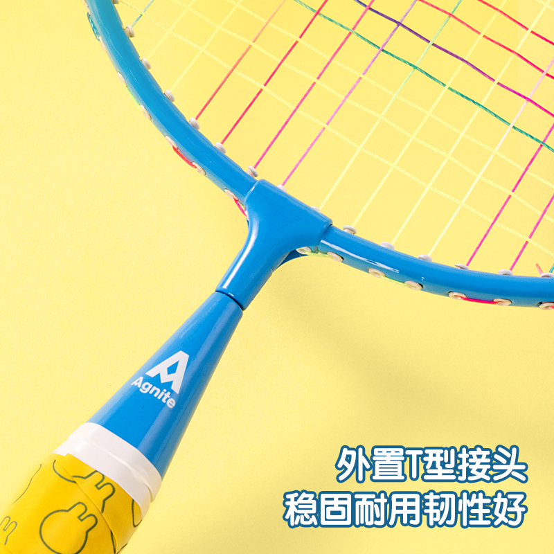 安格耐特FH106兒童鐵分體羽毛球拍(2支/付)(帶2球)(藍(lán)+粉)(付)