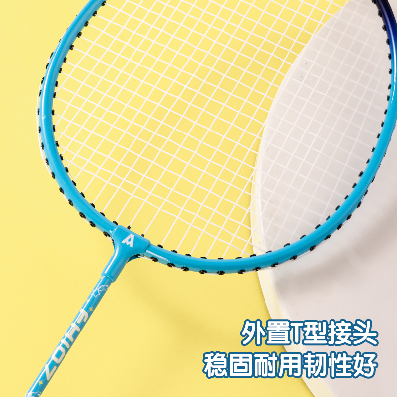 安格耐特FH107兒童鐵鋁分體羽毛球拍(2支/付)(帶3球)(藍(lán)+粉)(付)