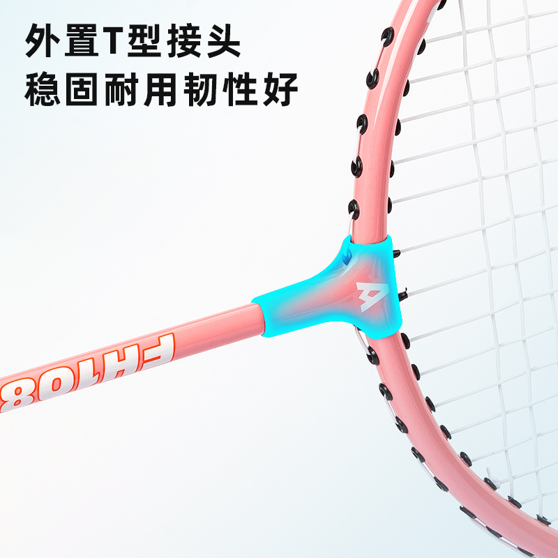 安格耐特FH108鐵分體羽毛球拍(2支/付)(帶3球)(藍(lán)+粉)(付)