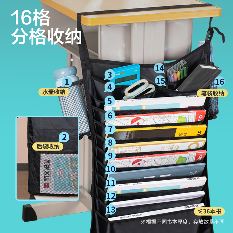 得力BA182十三層十六格掛書(shū)袋(黑)(個(gè))