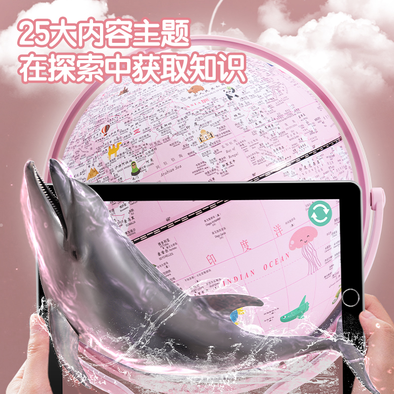 得力LG676萬向帶燈款地球儀(粉)(臺(tái))