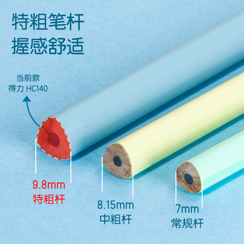 得力HC140-HB_彩色特粗三角桿HB書寫鉛筆(混)(12支/盒)