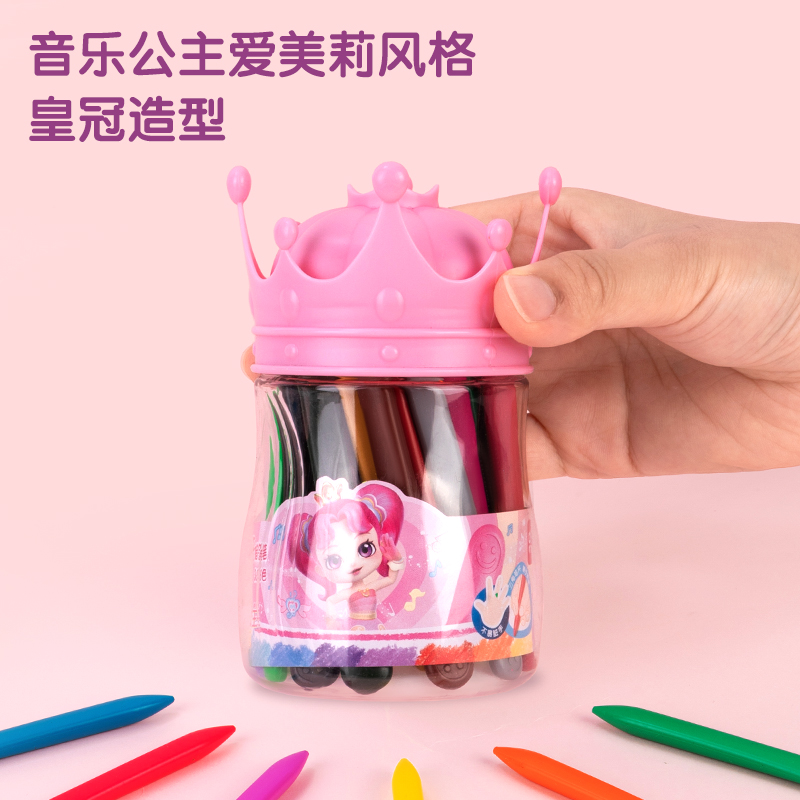 得力HM720-36_音樂公主PP筒裝三角桿蠟筆(混)(36色/筒)