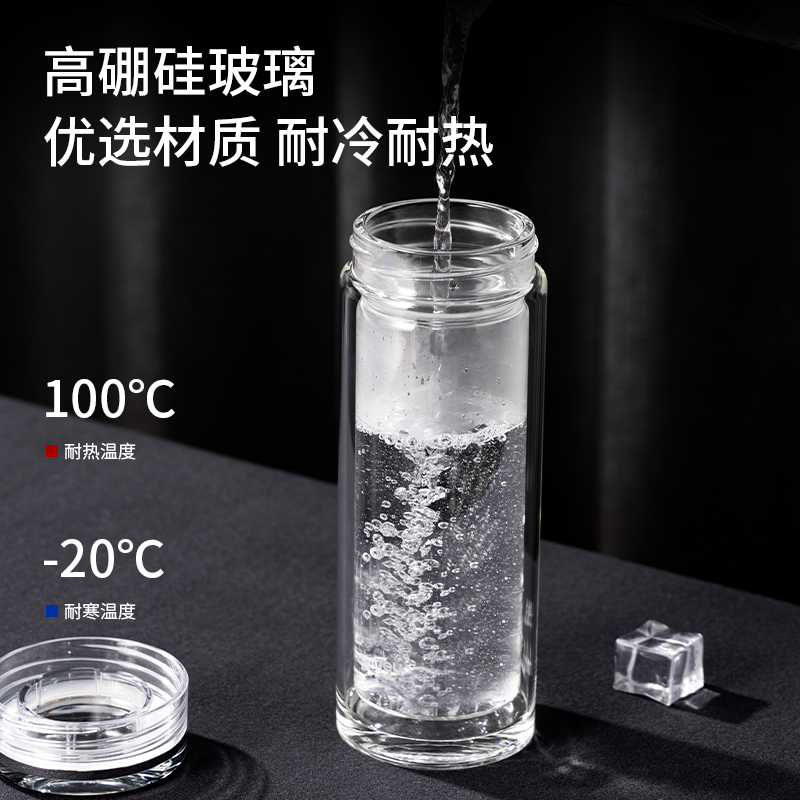 得力LL505雙層玻璃杯(350mL)(商務(wù)禮盒)(透明)(個)