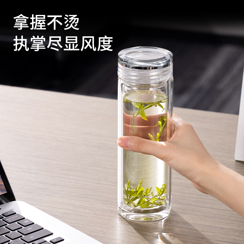 得力LL506雙層玻璃杯(410mL)(商務(wù)禮盒)(透明)(個(gè))