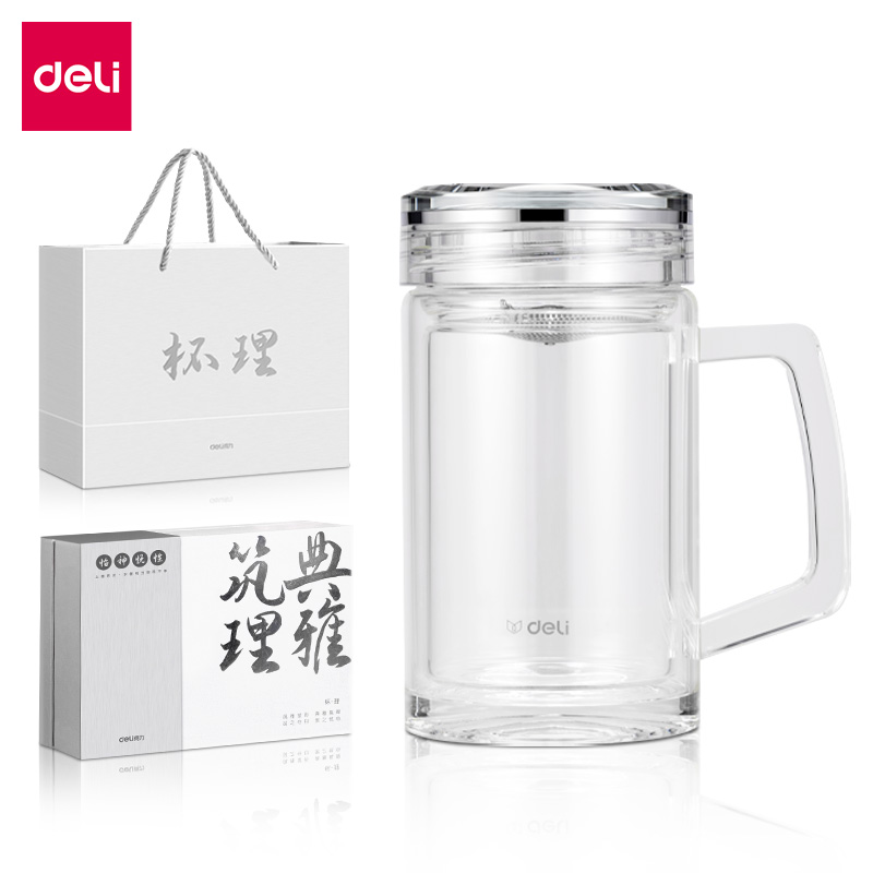 得力LL507雙層玻璃杯(420mL)(商務(wù)禮盒)(透明)(個(gè))