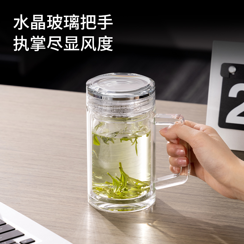得力LL507雙層玻璃杯(420mL)(商務(wù)禮盒)(透明)(個(gè))