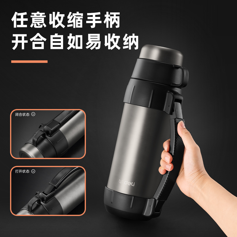得力LL106-旅行壺-304不銹鋼1.5L-深灰(深灰)(1個(gè)/彩盒)