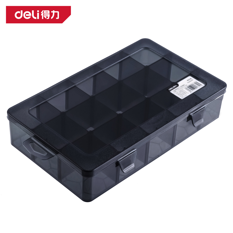 deli得力DW3420零件盒28x18x6cm15格(黑)(個)