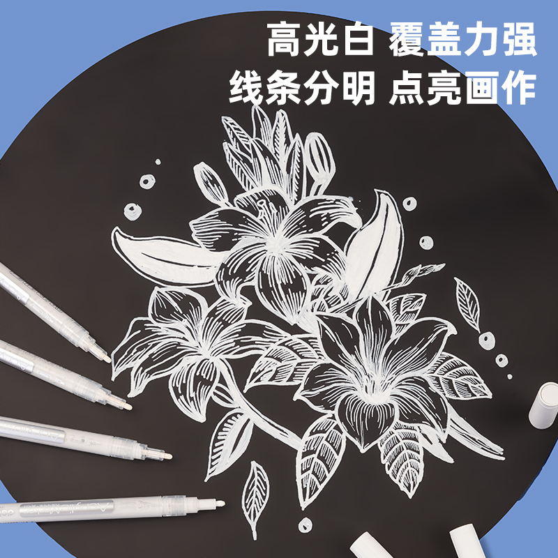得力HM314-A_細(xì)桿丙烯馬克筆(白)(支)