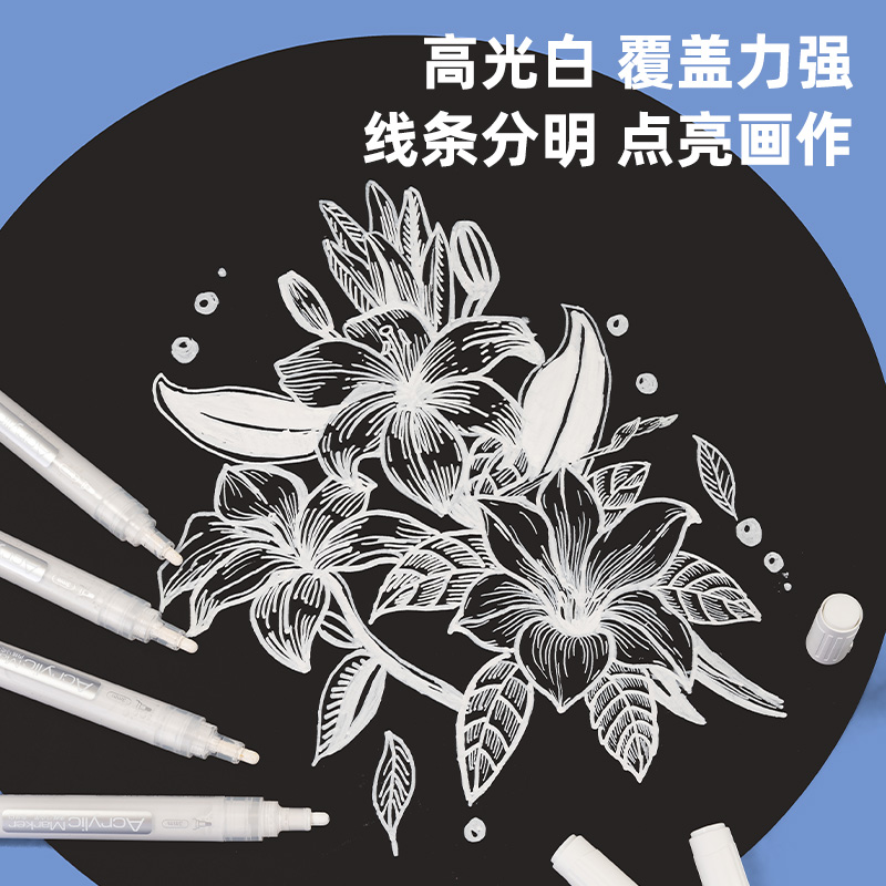 得力HM314-B_粗桿丙烯馬克筆(白)(支)