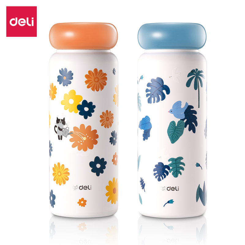 得力LL610S花語星環(huán)保溫杯(旋蓋)(400mL)(316內(nèi)膽)(混)(彩盒裝