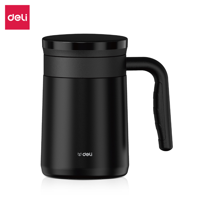 得力LL613保溫馬克杯(把手)(450mL)(304內(nèi)膽)(黑)(彩盒裝)