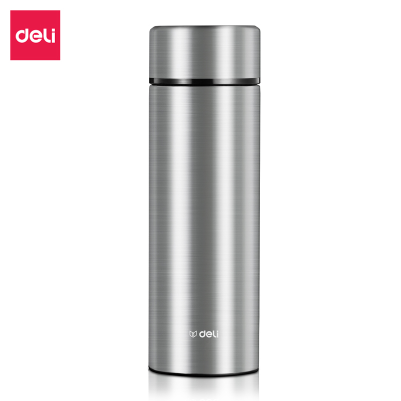 得力LL615商務(wù)保溫杯(旋蓋)(500mL)(304內(nèi)膽)(銀)(彩盒裝)