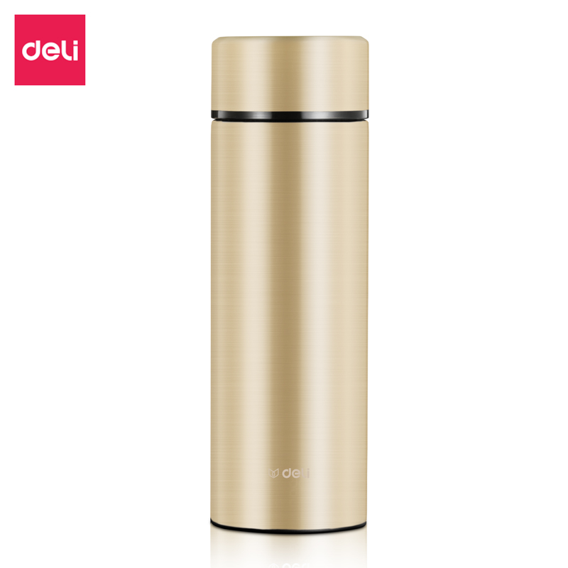 得力LL615商務(wù)保溫杯(旋蓋)(500mL)(304內(nèi)膽)(香檳金)(彩盒裝)