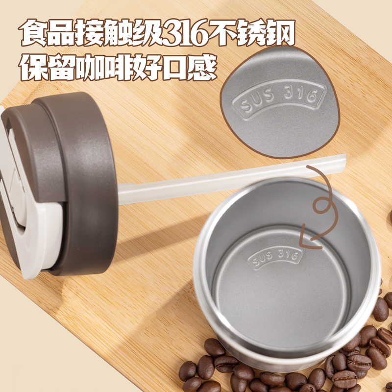 得力LL618咖啡杯(雙飲蓋)(500mL)(316內(nèi)膽)(混)(彩盒裝)
