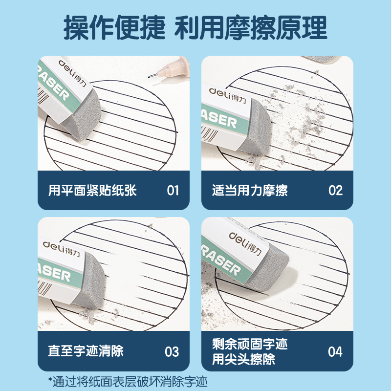 得力VP419_5支裝磨砂橡皮擦(混)(盒)