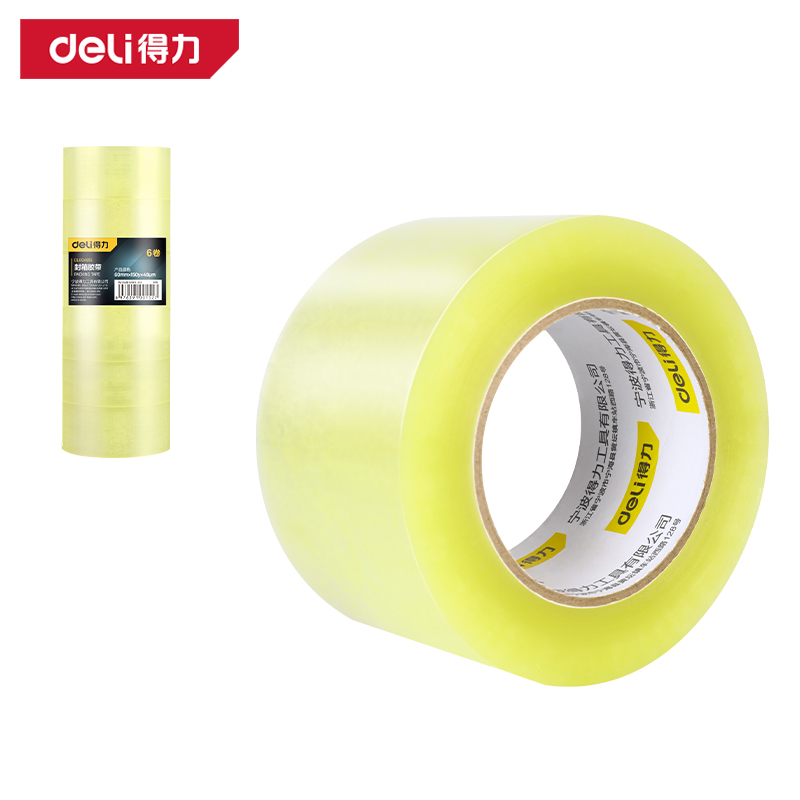得力DL604815 封箱膠帶60mm*150y*48μm(透明黃)(6卷/筒)