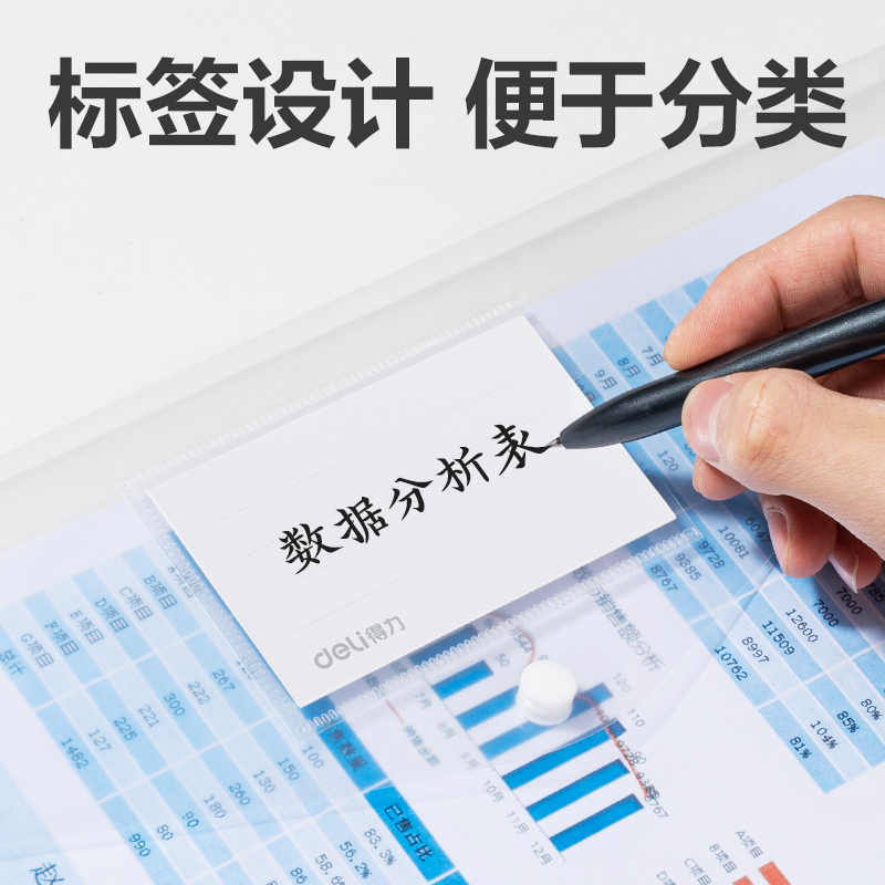 得力8308A_A4標(biāo)簽款文件袋(透明)(個)