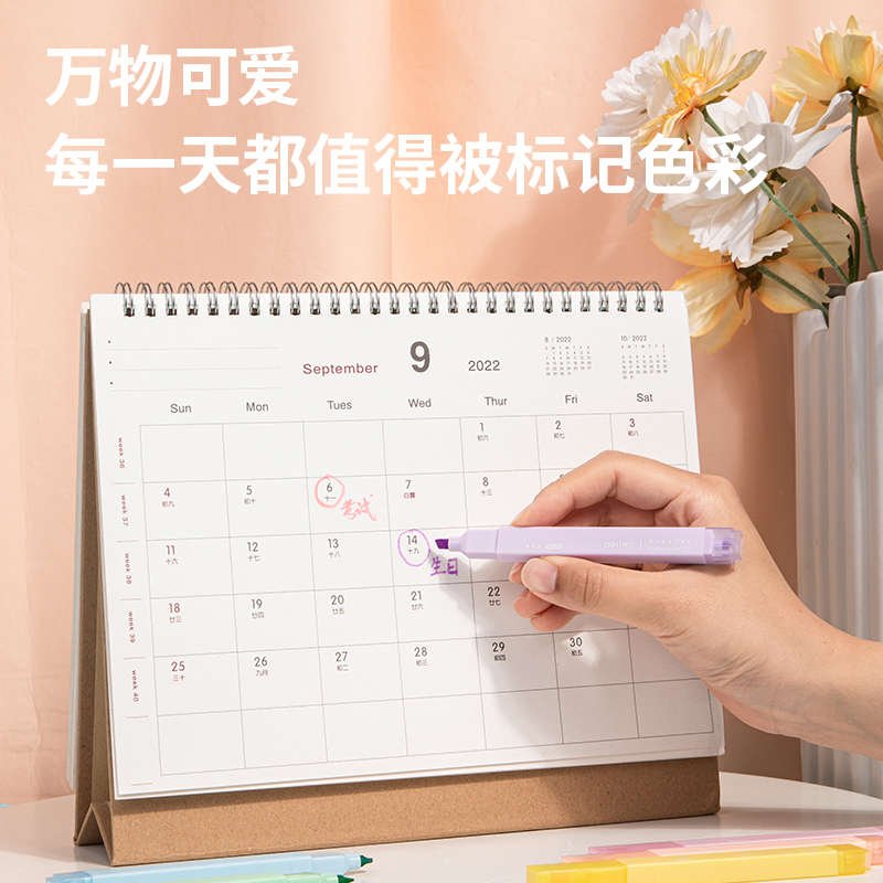 得力SK156雙頭熒光筆馬卡龍色系(混)(6支/盒)