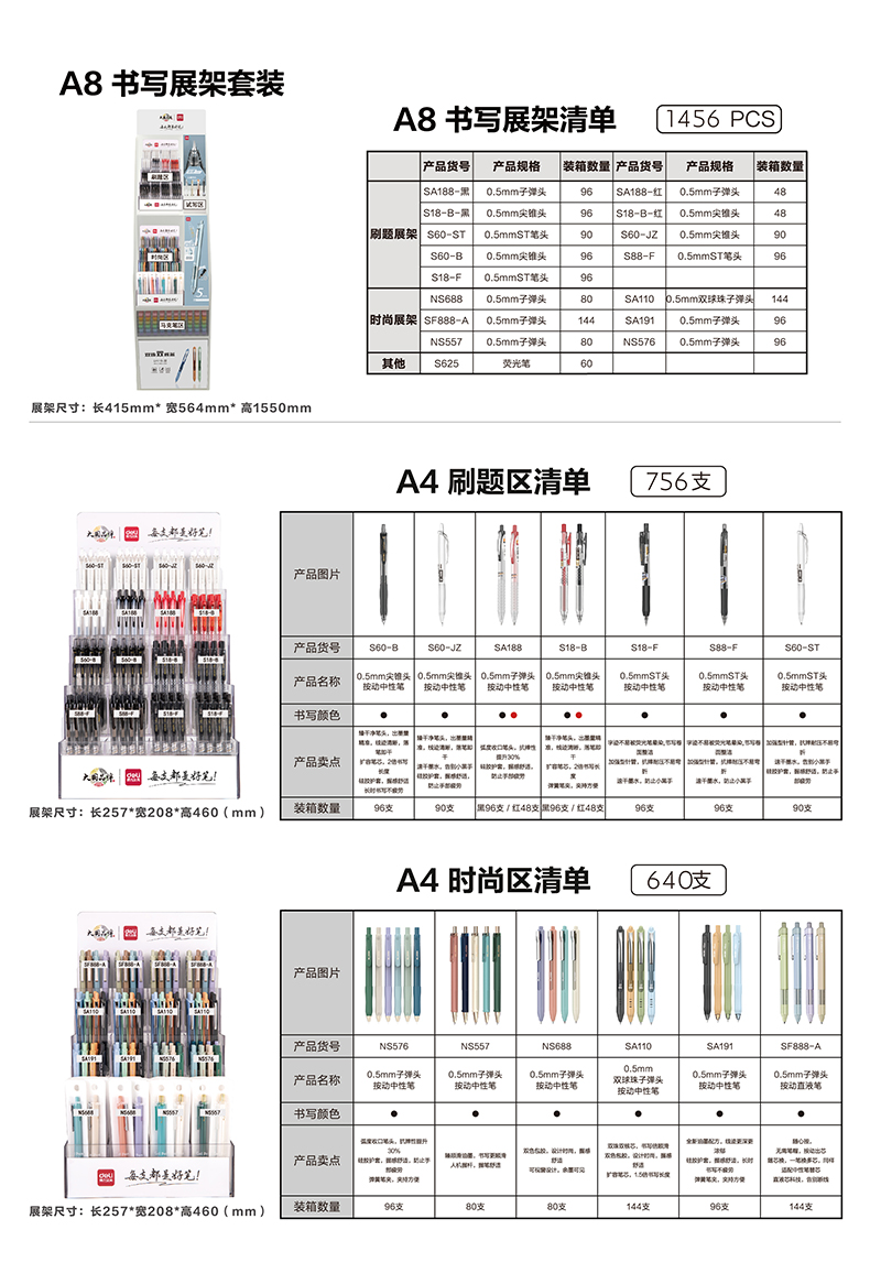 得力A8嘉年華中性筆套裝(混)(1套/件)