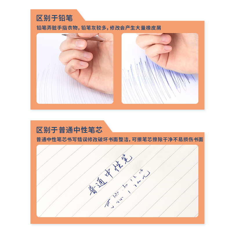 得力GT164可擦中性筆替芯0.5mm按動子彈頭(墨藍)(支)