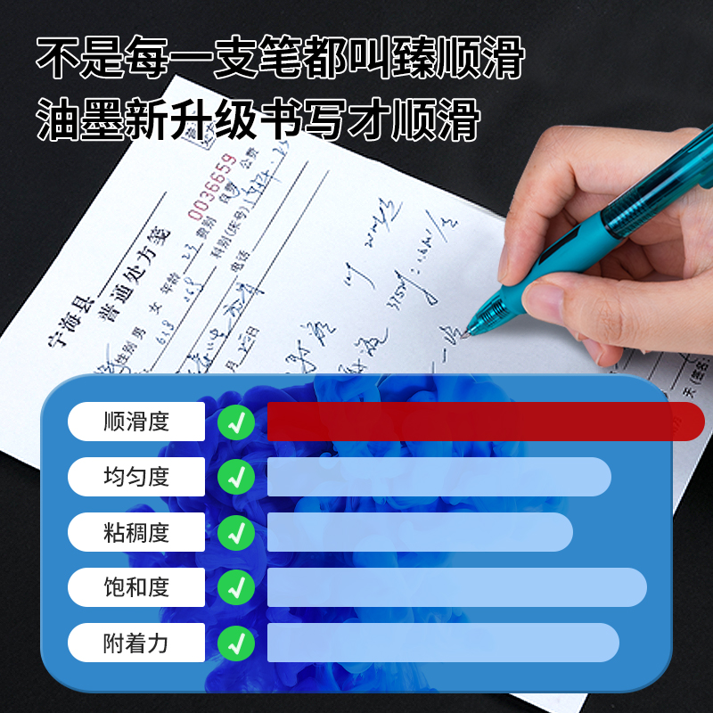 得力S08-10臻順滑按動(dòng)中性筆0.5mm子彈頭(墨藍(lán))(10支/盒)