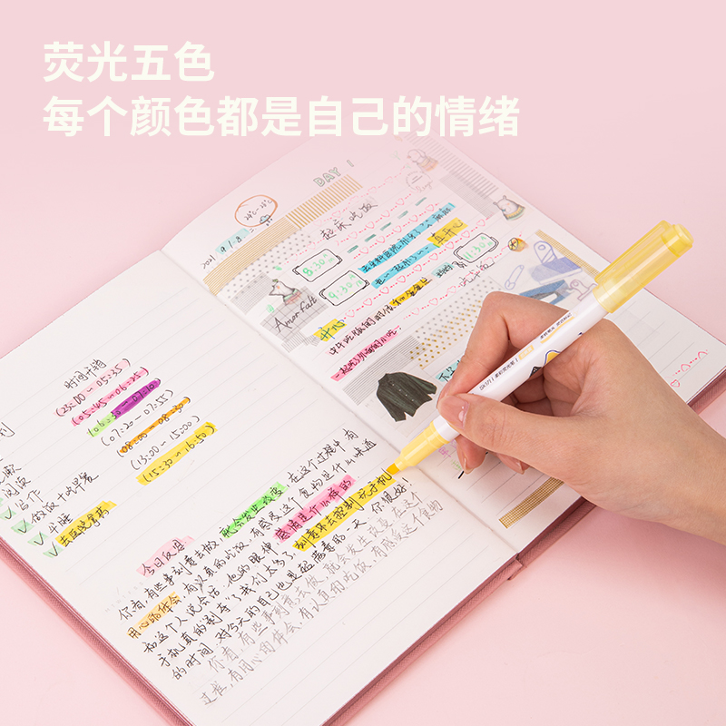 得力SK171運(yùn)動(dòng)一夏柔彩熒光筆(混)(5支/盒)