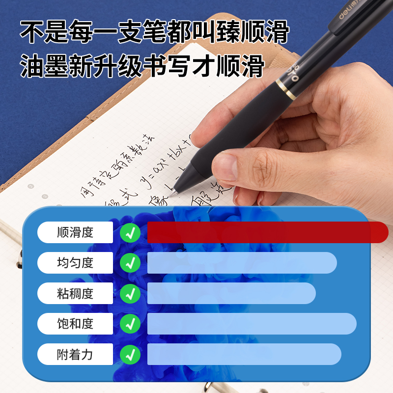 得力S60Pro-10臻順滑按動(dòng)中性筆0.5mm子彈頭(黑)(10支/盒)