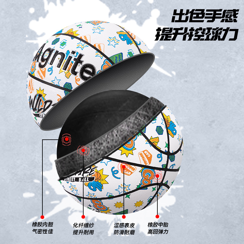 安格耐特FD114_5號(hào)發(fā)泡PVC貼皮籃球(黃色+藍(lán)色)(個(gè))