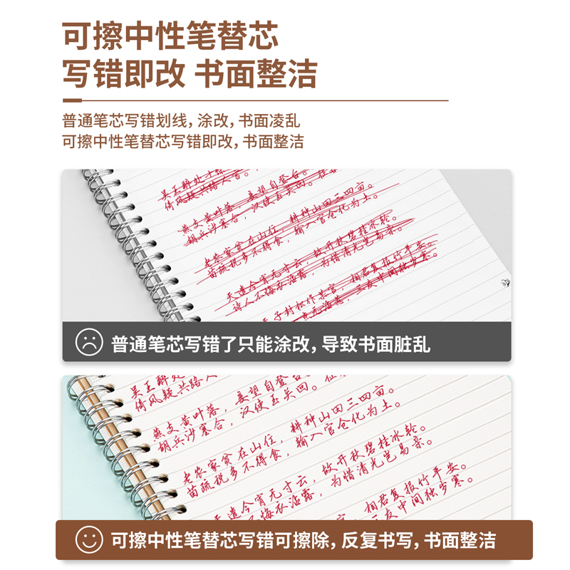 得力GT163可擦拔帽筆芯0.5mm全針管(紅)(支)