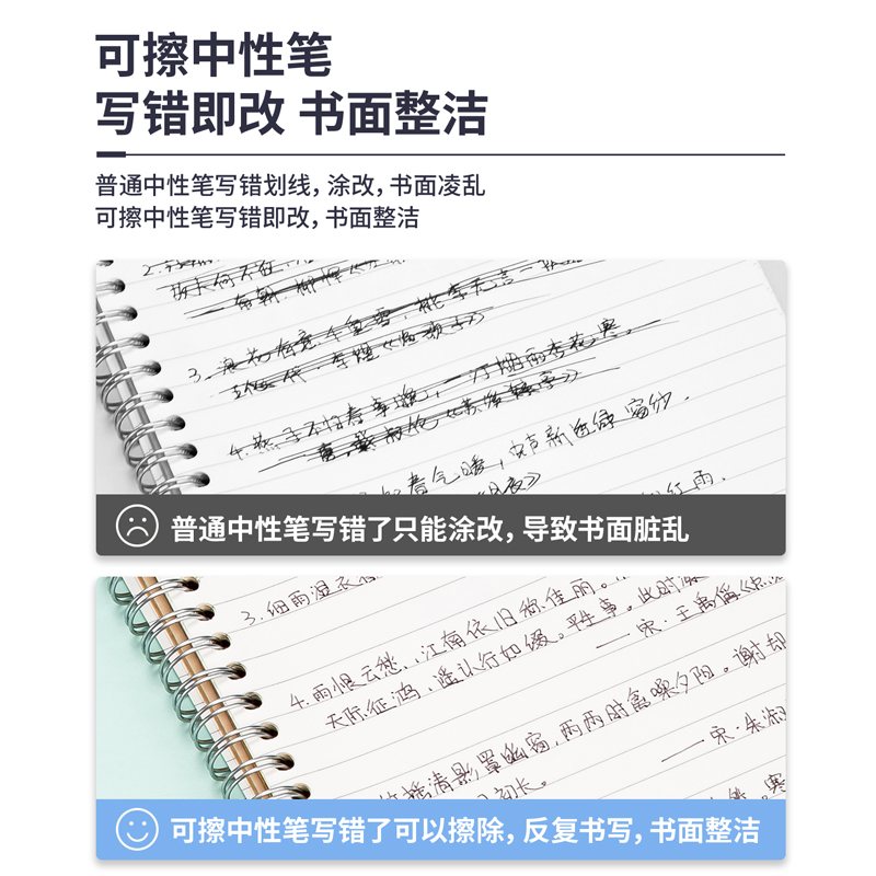 得力SA261可擦按動可擦中性筆0.5mmST頭(黑)(支)