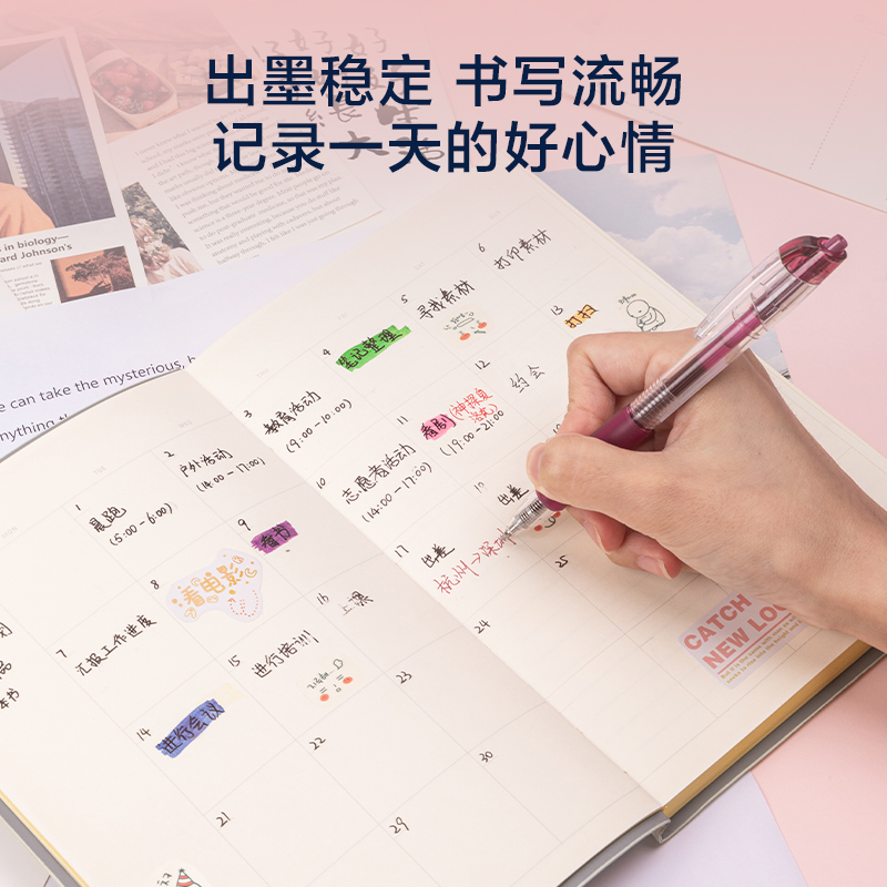 得力SA502按動彩色中性筆0.5mm子彈頭(混)(12支/盒)
