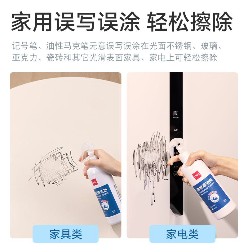 得力MB408白板清潔劑500ML(藍(lán))(盒)