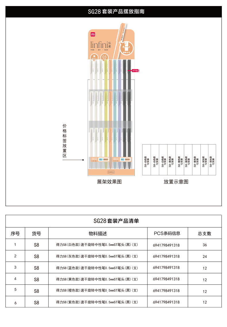 得力SG28樂(lè)素速干旋轉(zhuǎn)中性筆展架套裝(黑)(1套/件)