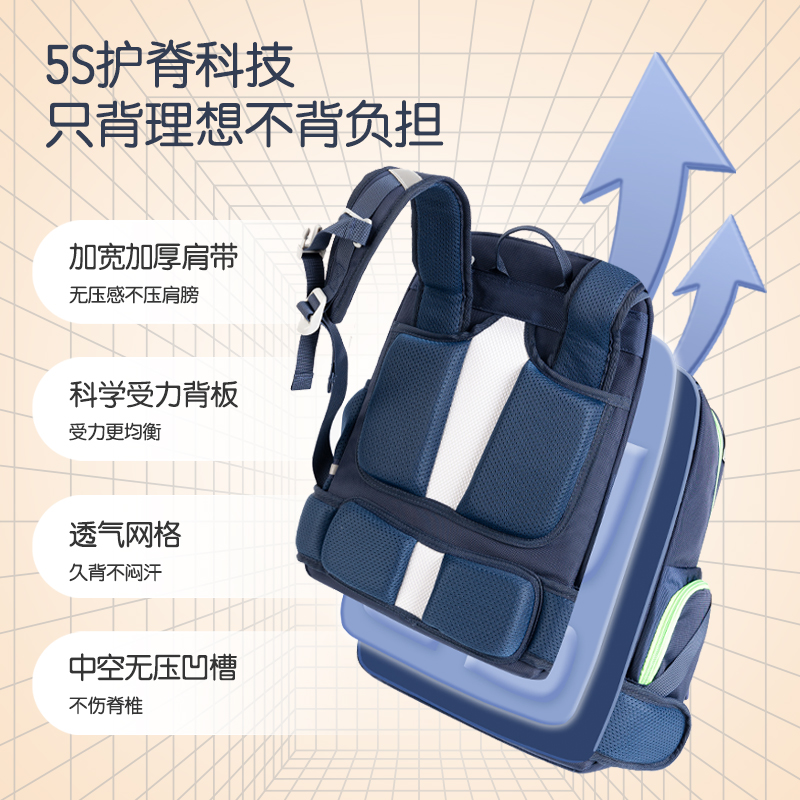 得力BB142簡約自研雙段彈力減負(fù)護脊學(xué)生書包(紫)(個)