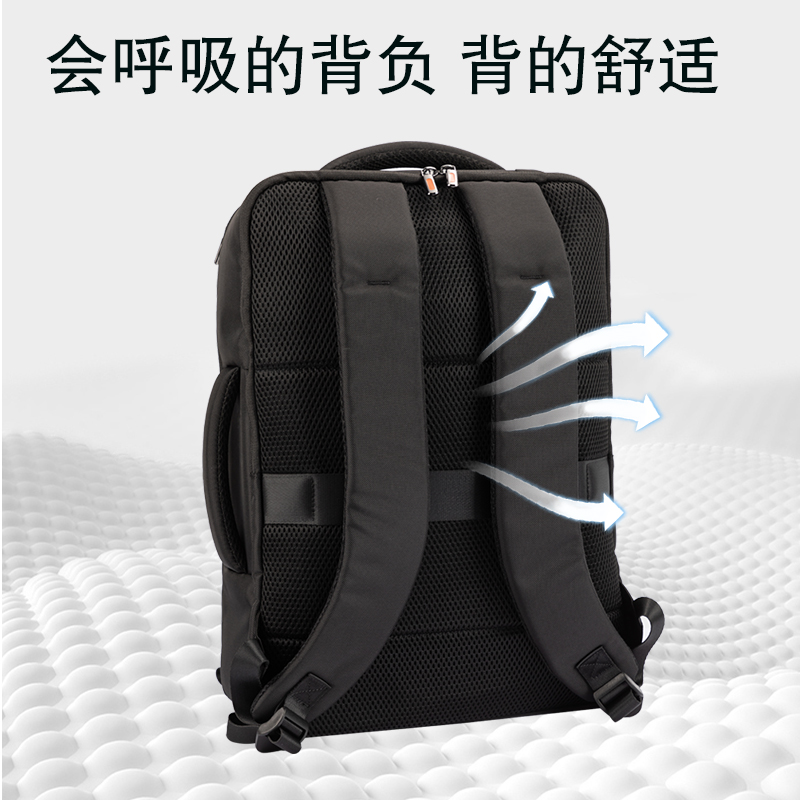 得力BG129質感面料拼接商務雙肩包(黑)(個)