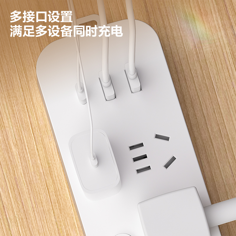 得力LX3034(1.8)插座_3組分控+2A1C_1.8米_彩盒(白)(個)