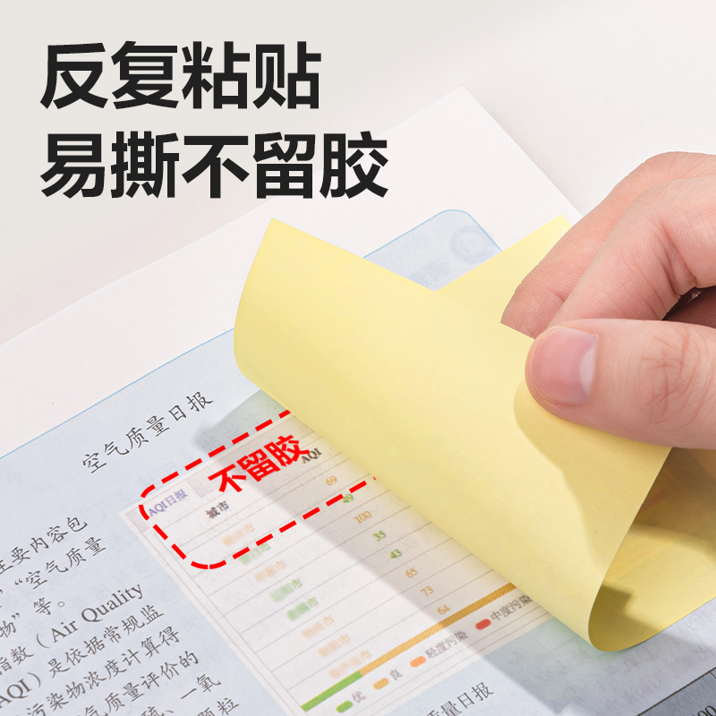 得力BT203勁貼記事貼76mm×101mm100張(黃色)(本)