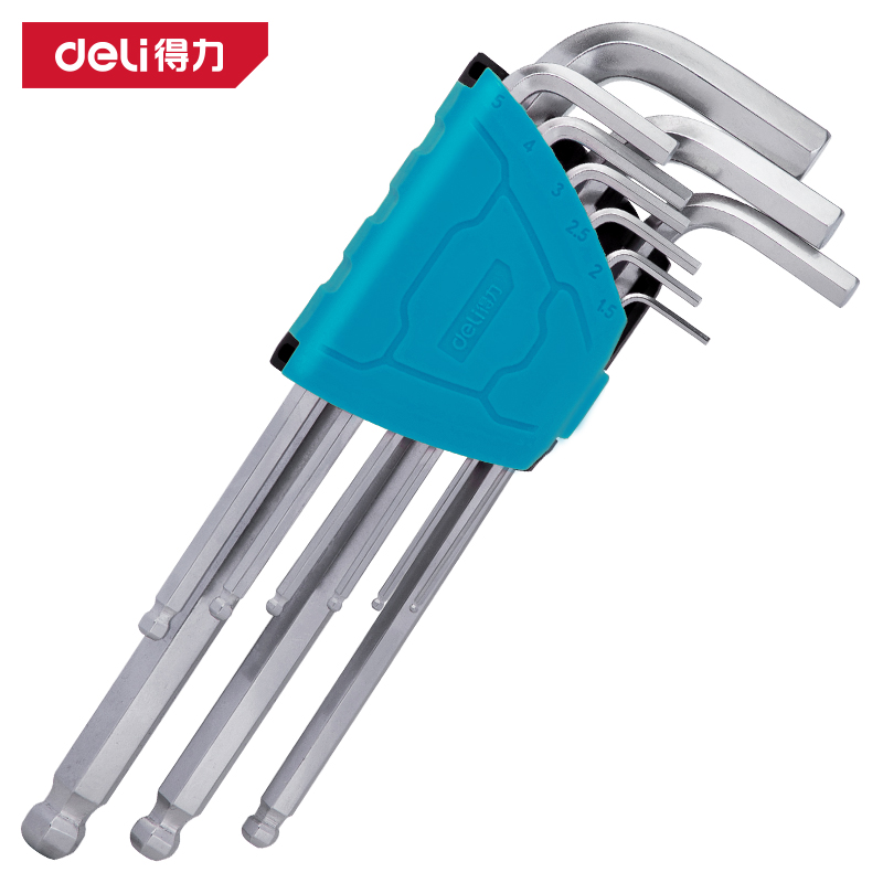 deli得力DW1781加長球頭內六角組套9件套(藍)(套)