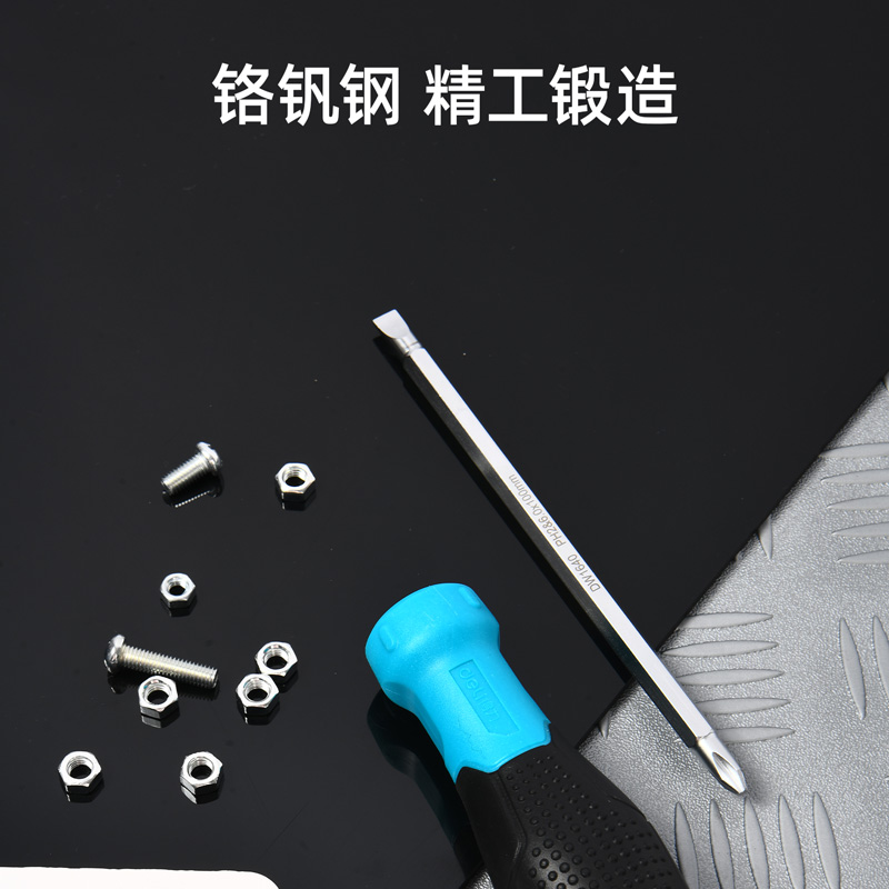 deli得力DW1640兩用螺絲批6/PH2x100mm鉻釩鋼(藍)(把)