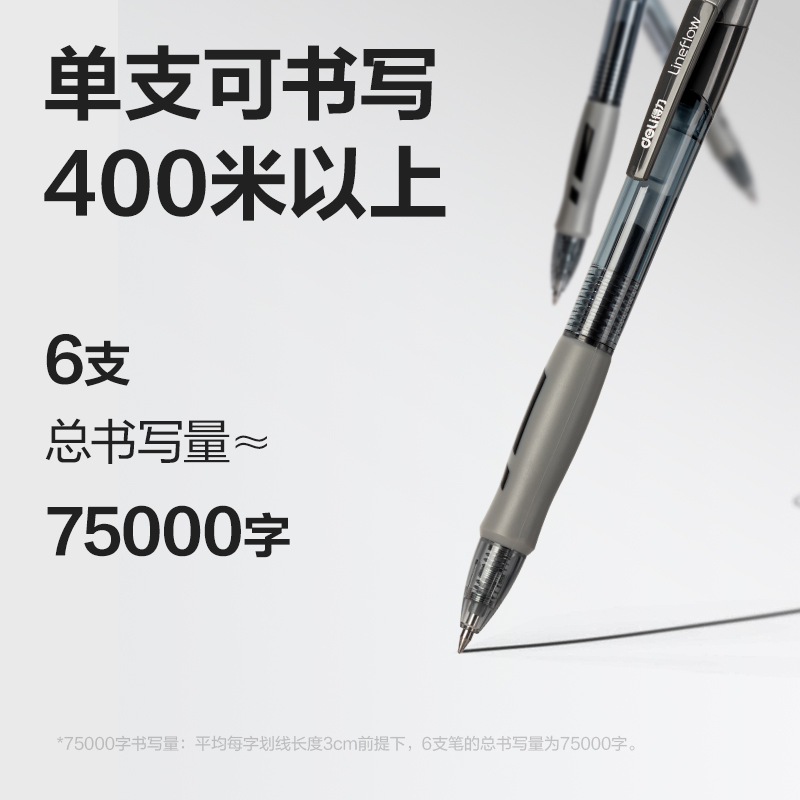 得力S08-SC臻順滑按動(dòng)商務(wù)中性筆0.5mm子彈頭(黑)(6支/卡)
