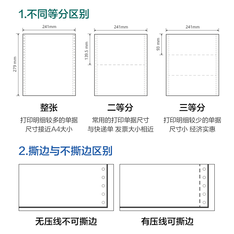 得力塞納河SN241-5電腦打印紙(CS彩色撕邊)(600頁/盒)
