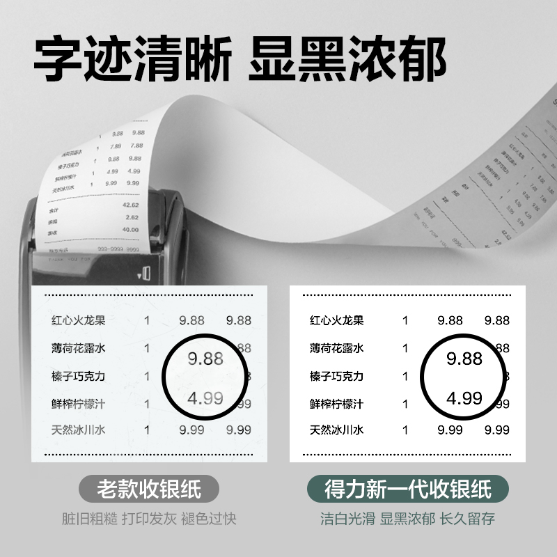 得力ZS158耐用型收銀紙57*50型30米(混)(50卷/箱)