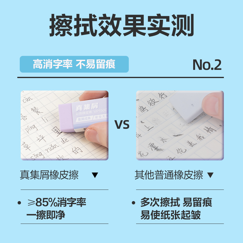 得力VP150C大號(hào)彩色真集屑橡皮擦(混)(塊)