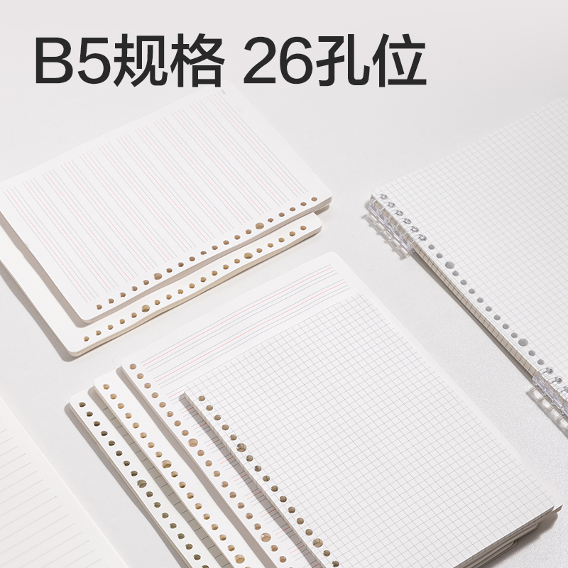 得力NB560-P行紜簡彩學科活頁芯(空白)(本)