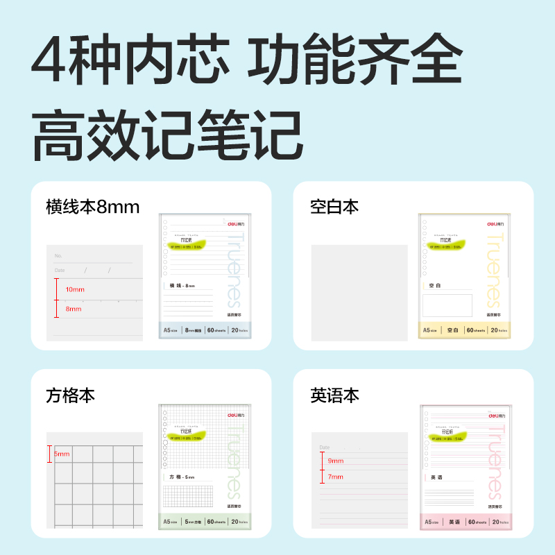 得力NA560-P行紜簡(jiǎn)彩學(xué)科活頁(yè)芯(英語(yǔ))(本)